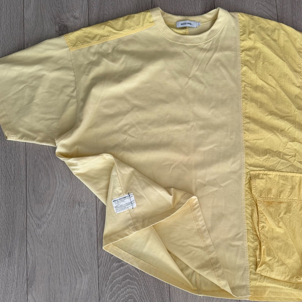 niko and ... Size L Boxy Fit Yellow Cotton T-Shirt JAPAN BRAND RARE